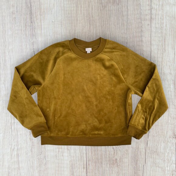 A New Day Mustard Yellow Velvet Sweatshirt Pullover Crewneck XL - Picture 1 of 2